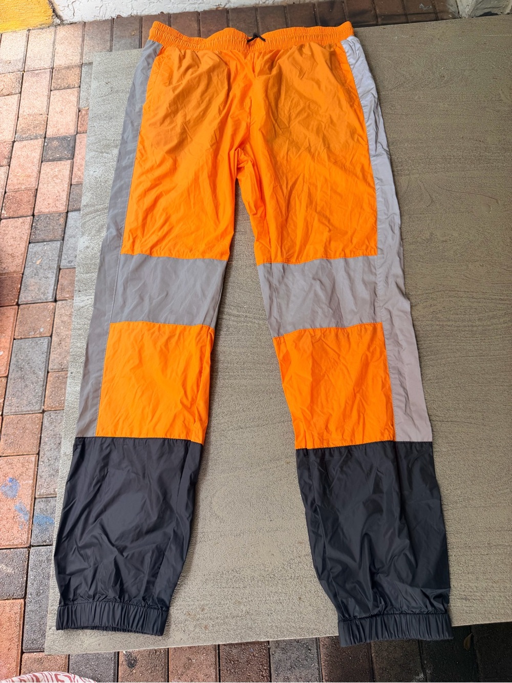 Fashion Nova Orange, Gray & Black Panel Jogger Pants